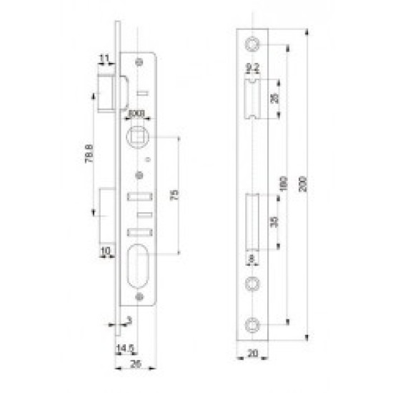 Portálzár 15mm+ovális zárbetét Anbo 1203