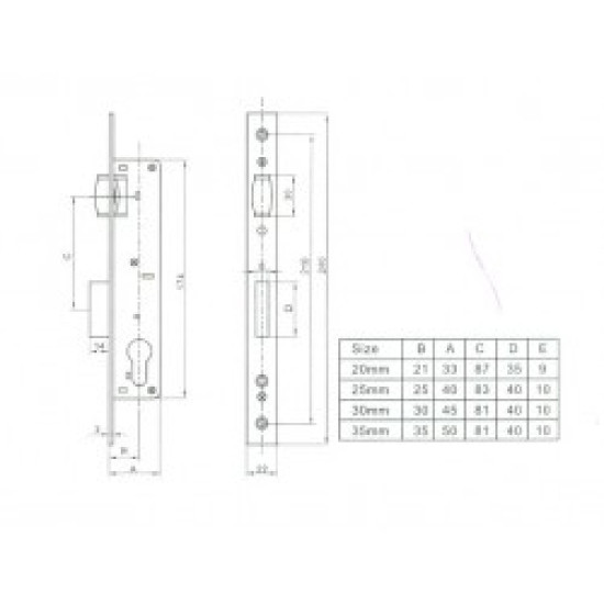Portálzár görgős 25mm+zárbetét SR500-25 Anbo