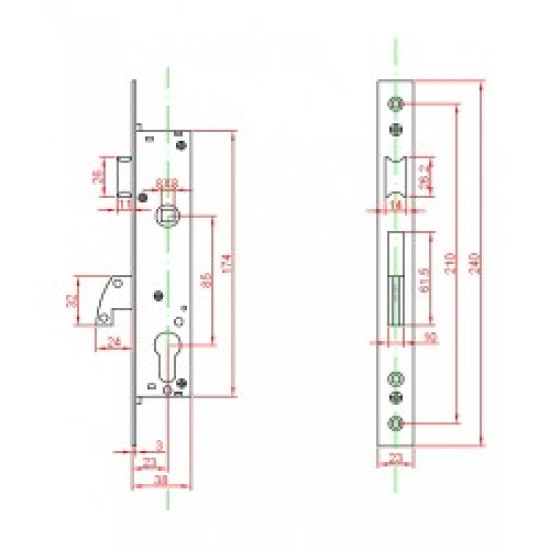 Portálzár kampós 25mm+zárbetét Anbo