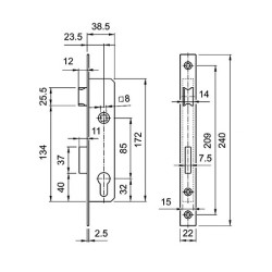 Portálzár 25/85 N°3389 Euro Elzett