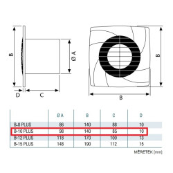 Fürdőszobai ventilátor NA100 Cata B10 Plus  