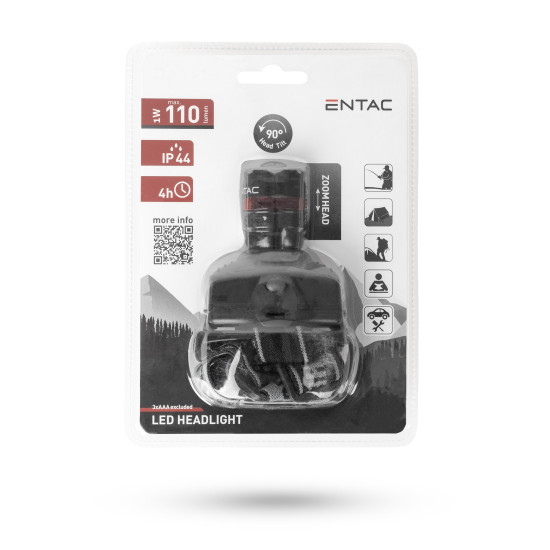 Fejlámpa fókuszálható 3xAAA 110Lm IP44 Entac