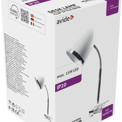 Asztali lámpa csíptethető E27 Avide Basic max 15W