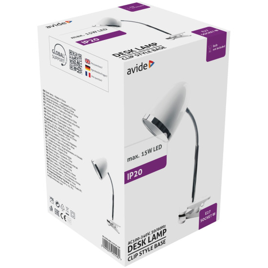 Asztali lámpa csíptethető E27 Avide Basic max 15W