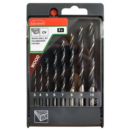 Fafúró készlet 8 részes 3-10mm Abraboro