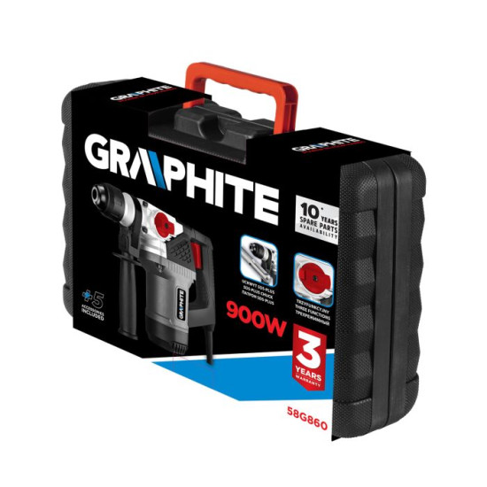 Fúrókalapács vésőfunkcióval, kofferben, SDS-Plus 900W Graphite 58G860 