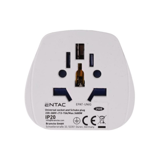 Utazó adapter, Schuko dugvillával Entac EPAT-UNIG