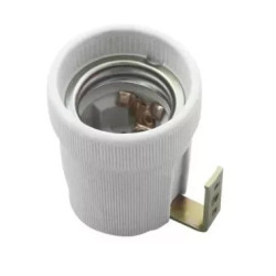 Foglalat E27 porcelán fém rögzítőfüllel deLux DEL121