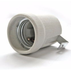 Foglalat E27 porcelán fém rögzítőfüllel deLux DEL121