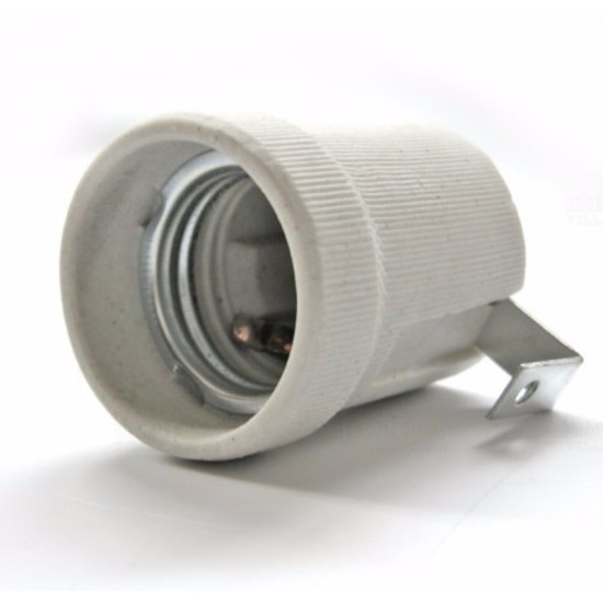 Foglalat E27 porcelán fém rögzítőfüllel deLux DEL121
