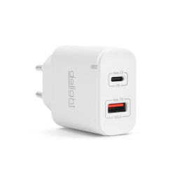 USB-A & USB-C hálózati adapter 5V 3A Delight  55047WH 