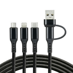 USB kábel 1,2m 3 az 1-ben 3A fekete Everactive CBB-1.2ALL/1.2m
