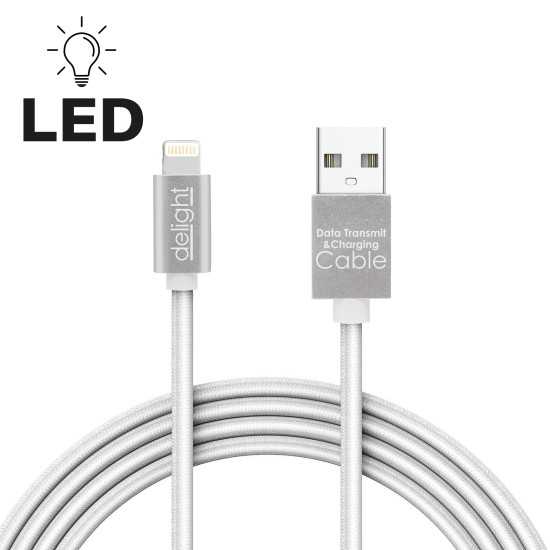 USB kábel 1m USB-A/Lightning 2A ledes Delight  554421-WH