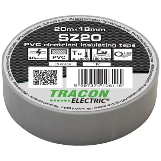 Szigetelő szalag 20mx18mm szürke Tracon