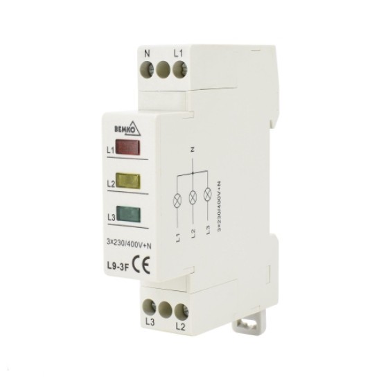 Moduláris jelzőlámpa 2.8mA 3X230/400V+N Bemko L9-3