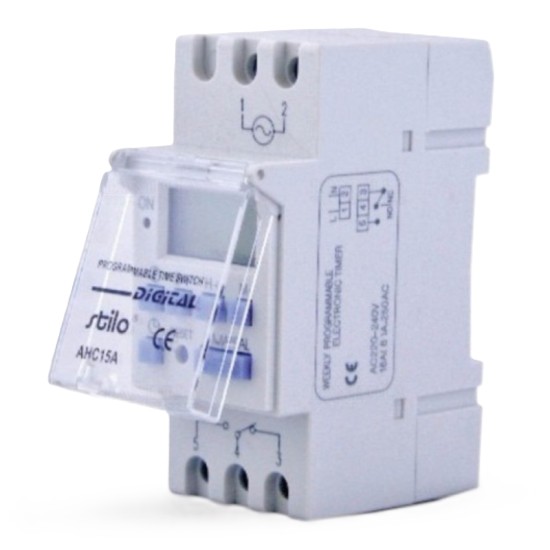 Időkapcsoló moduláris, digitális, heti 16A  Stilo