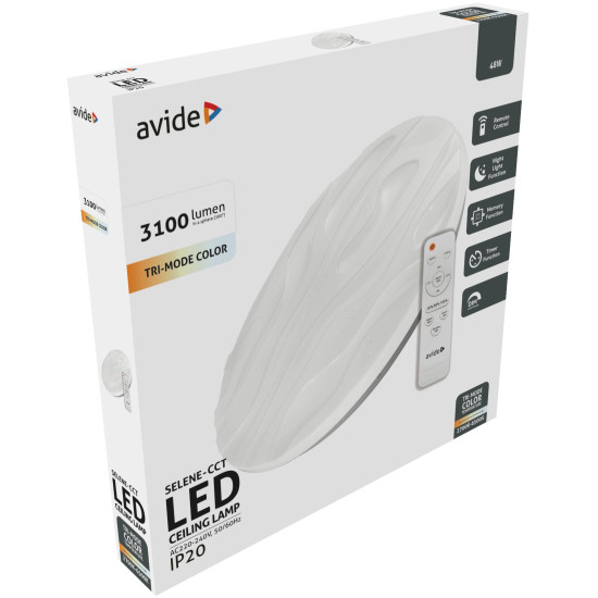Selene mennyezeti led lámpa 48W CCT távir. Avide