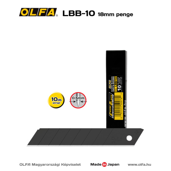Tördelhető penge 18mm fekete 10db Olfa LBB-10
