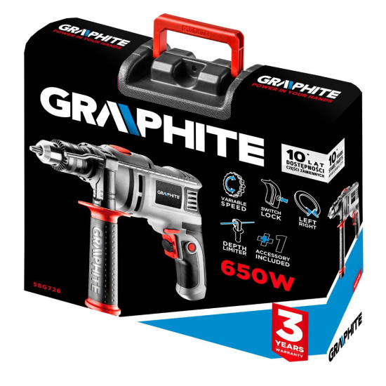 Ütvefúrógép 650W 13mm Graphite 58G726